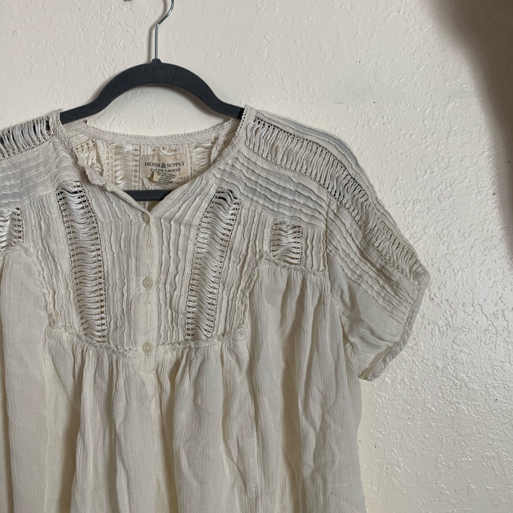 Denim &Supply boho lace trim shirt